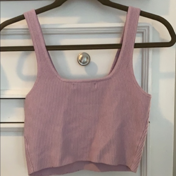 Lavender Ribbed Cropped Tank Top - Picture 3 of 4